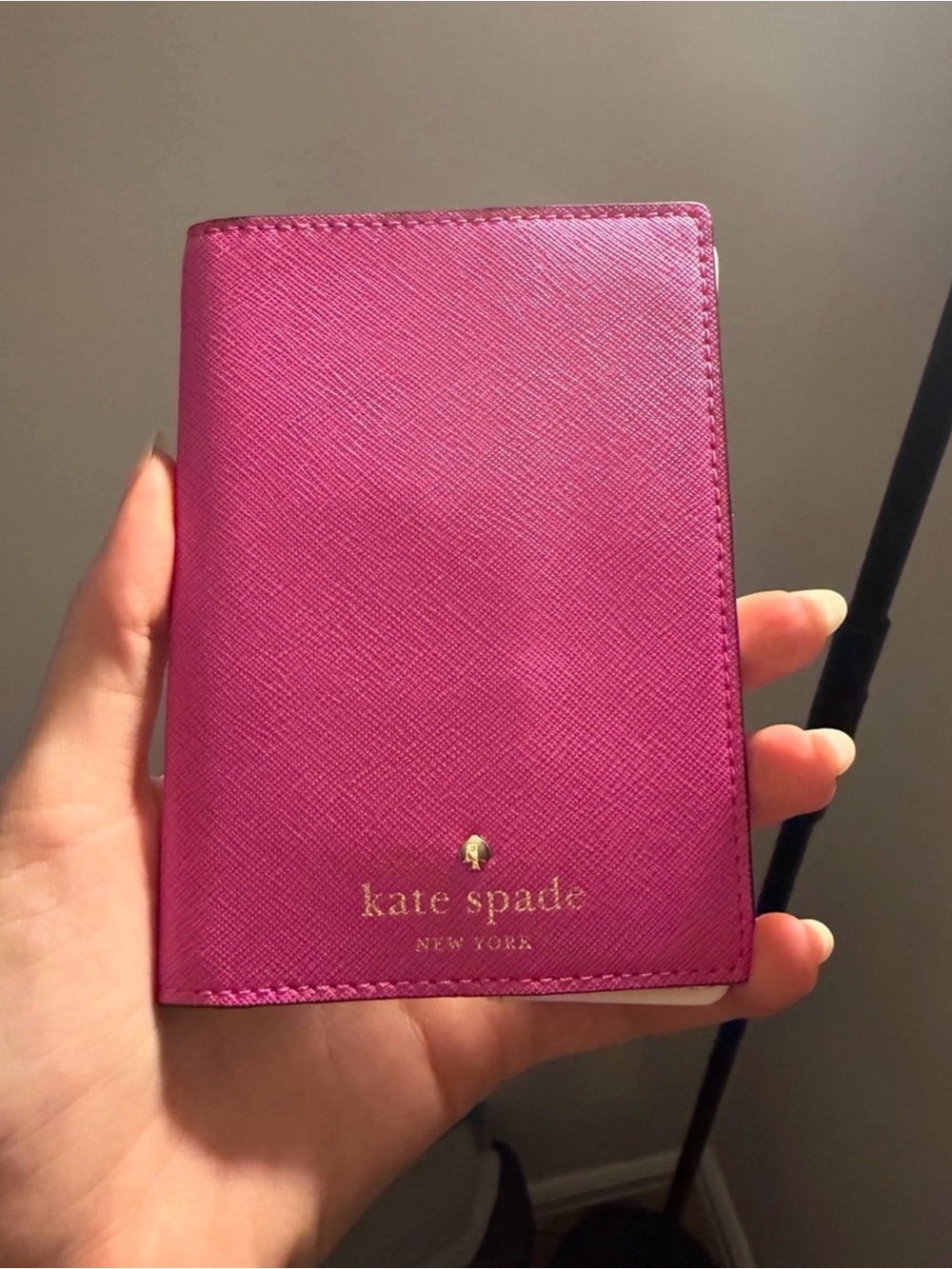 Kate Spade New York Hot Pink Saffiano Leather Passport Cover Holder